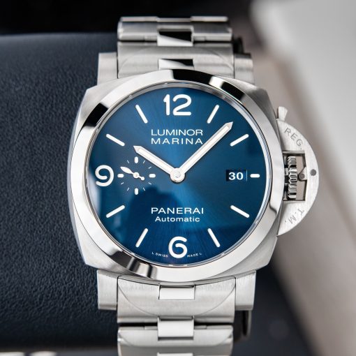 Panerai Luminor Marina Specchio Blu UNWORN Blue Watch Steel Bracelet Date Pam1316