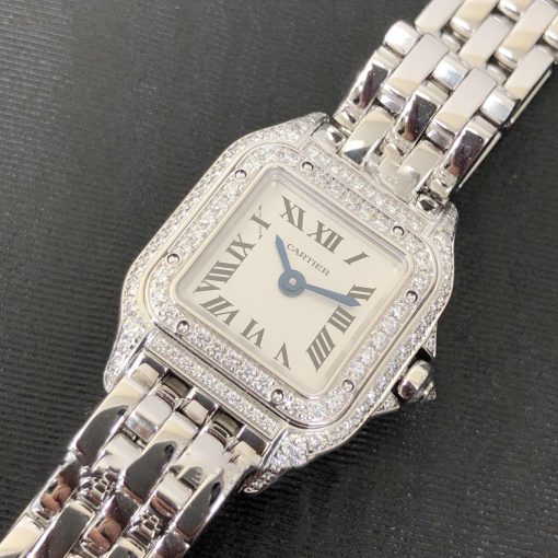 CARTIER Panthère Mini Model Quartz Diamond White Dial Ladies Watch Item No. WJPN0019