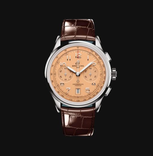 Breitling Premier B01 Chronograph 42 Beige Dial Brown Leather Strap Watch For Men – AB0145331K1P1