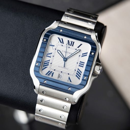 Cartier Santos De Cartier UNWORN Large Blue PVD Bezel Steel Automatic