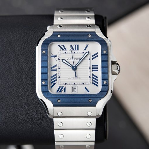 Cartier Santos De Cartier UNWORN Large Blue PVD Bezel Steel Automatic