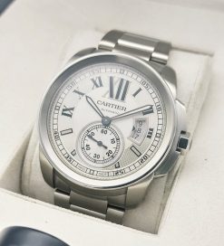 Cartier Calibre De Cartier Steel Dial Mens 42mm Watch W7100015