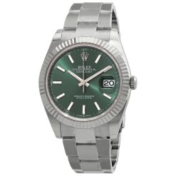 ROLEX  Datejust 41 Mint Green Dial Automatic Men’s Steel and White Gold Oyster Watch Item No. M126334-0027