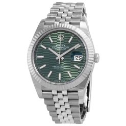 ROLEX  Datejust 41 Mint Green Fluted Dial Automatic Men’s Steel and White Gold Jubilee Watch Item No. M126334-0030