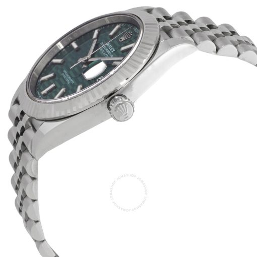 ROLEX  Datejust 41 Mint Green Fluted Dial Automatic Men’s Steel and White Gold Jubilee Watch Item No. M126334-0030