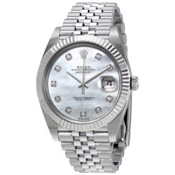 Rolex Oyster Perpetual Datejust White Mother Of Pearl Diamond Dial Men’s Watch 126334MDJ