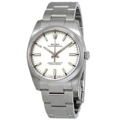 Rolex Oyster Perpetual White Dial Automatic Men’s Stainless Steel Oyster Watch 114200WSO