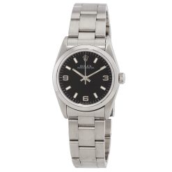 ROLEX  Oyster Perpetual Automatic Black Dial Ladies Watch Item No. 67480-PREOWNED