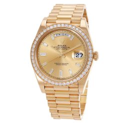 ROLEX  Oyster Perpetual Day-Date Champagne Diamond Dial 18K Yellow Gold Men’s Watch Item No. 228348CDP-PREOWNED