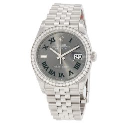 ROLEX  Datejust 36 Automatic Chronometer Diamond Grey Dial Watch Item No. 126284GYRJ