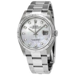 ROLEX  Datejust 36 White Mother of Pearl Diamond Dial Automatic Men’s Oyster Watch 126234MDO