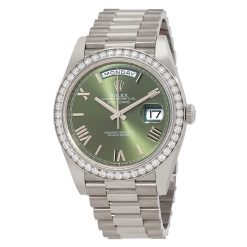 ROLEX  Day Date 40 Automatic Green Dial Men’s 18kt White Gold President Watch 228349GNRP Item No. M228349RBR-0030