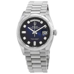 ROLEX  Day-Date 36 Automatic Blue Diamond Dial 18kt White Gold President Watch Item No. 128239BLDP