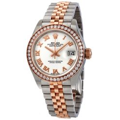 ROLEX  Lady Datejust White Dial Automatic Ladies Steel and 18K Everose Gold Jubilee Watch Item No. 279381WRJ