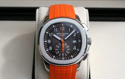 Patek Philippe Aquanaut Orange Strap Black Grey Dial 5968A-001 42.2mm Watch