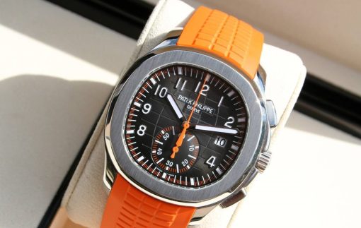 Patek Philippe Aquanaut Orange Strap Black Grey Dial 5968A-001 42.2mm Watch