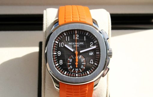 Patek Philippe Aquanaut Orange Strap Black Grey Dial 5968A-001 42.2mm Watch