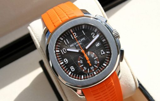 Patek Philippe Aquanaut Orange Strap Black Grey Dial 5968A-001 42.2mm Watch