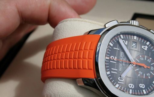 Patek Philippe Aquanaut Orange Strap Black Grey Dial 5968A-001 42.2mm Watch