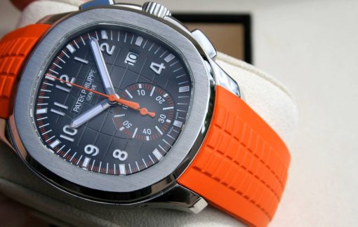 Patek Philippe Aquanaut Orange Strap Black Grey Dial 5968A-001 42.2mm Watch