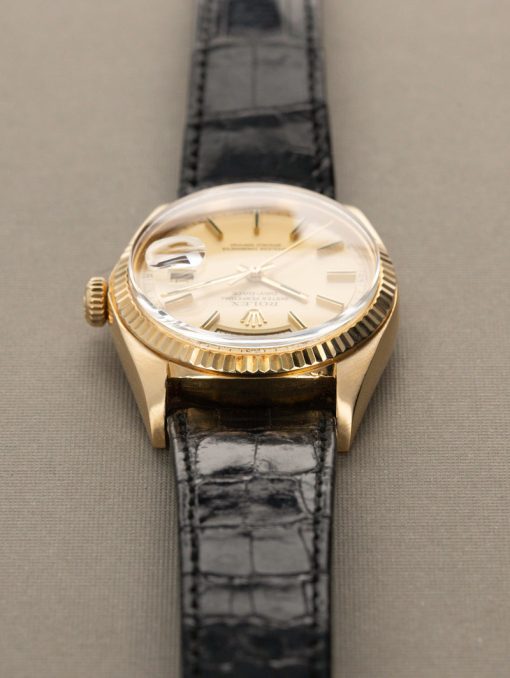 Rolex 18k Yellow Gold Plated President Day-Date Black Strap Watches 1803 36mm