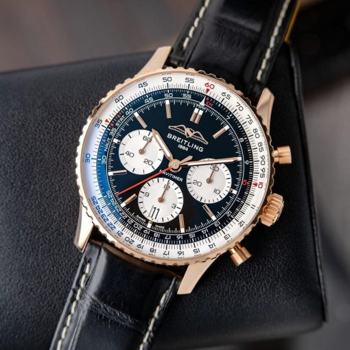 Breitling Navitimer B01 Chronograph Rose Gold Black Dial Swiss