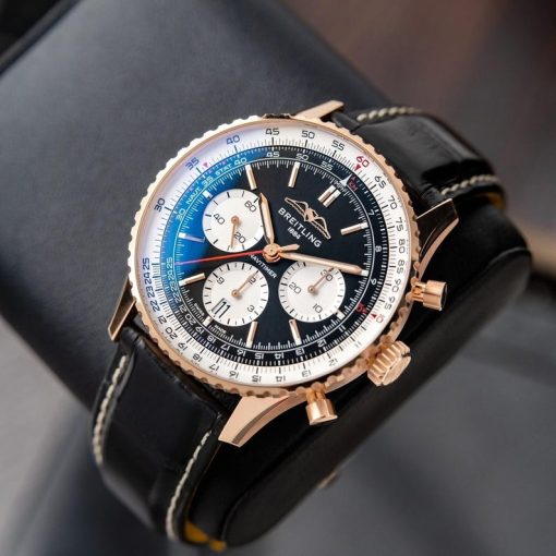 Breitling Navitimer B01 Chronograph Rose Gold Black Dial Swiss