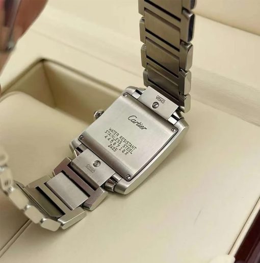 Cartier Tank Francaise Stainless Steel 25x30mm White Roman Dial Watch WSTA0005