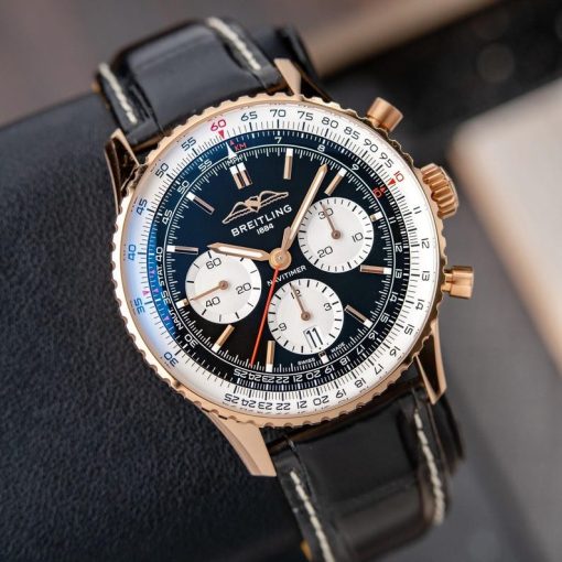 Breitling Navitimer B01 Chronograph Rose Gold Black Dial Swiss