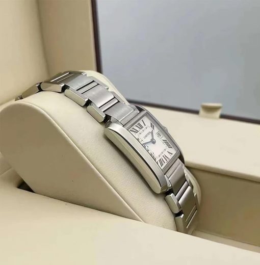 Cartier Tank Francaise Stainless Steel 25x30mm White Roman Dial Watch WSTA0005