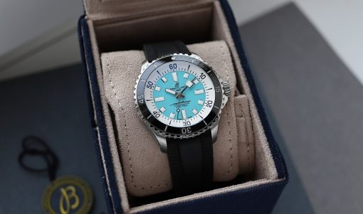 Breitling Superocean 44mm Turquoise Dial Rubber Strap A17376211L2S1 Men’s Watch