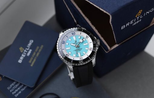 Breitling Superocean 44mm Turquoise Dial Rubber Strap A17376211L2S1 Men’s Watch