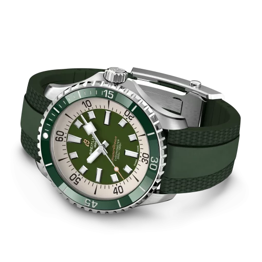 Breitling Superocean Green On rubber Strap 44mm A17376A31L1S1