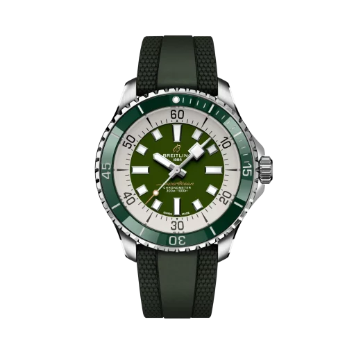 Breitling Superocean Green On rubber Strap 44mm A17376A31L1S1