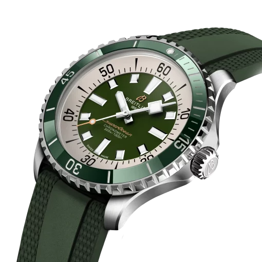 Breitling Superocean Green On rubber Strap 44mm A17376A31L1S1