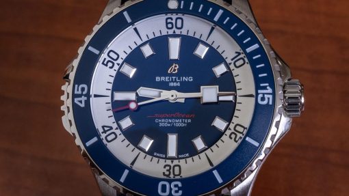 Breitling Super Ocean Ceramic Blue Bezel/Blue Dial on Blue Rubber Strap 44mm