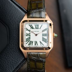 Cartier Santos Dumont WGSA0083 XL Model 33.9mm x 46.6mm Limited Rose Gold Plated White Jade Mens Watch